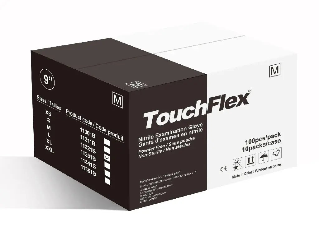 TouchFlex Black Nitrile Gloves – Powder-Free Disposable Examination Gloves, Latex-Free Thermal Factory